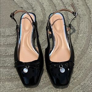 Black Patent Leather Slingback Flats
